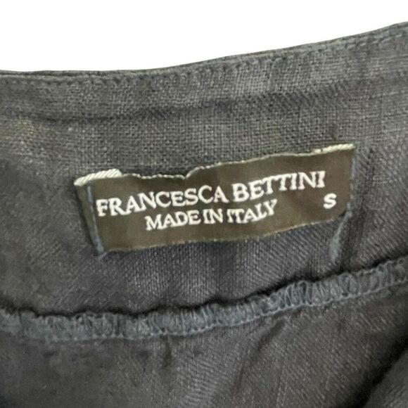 Francesca Bettini Black 100% Linen Tank Dress Women’s Size Small Sundress Italy - Picture 2 of 4